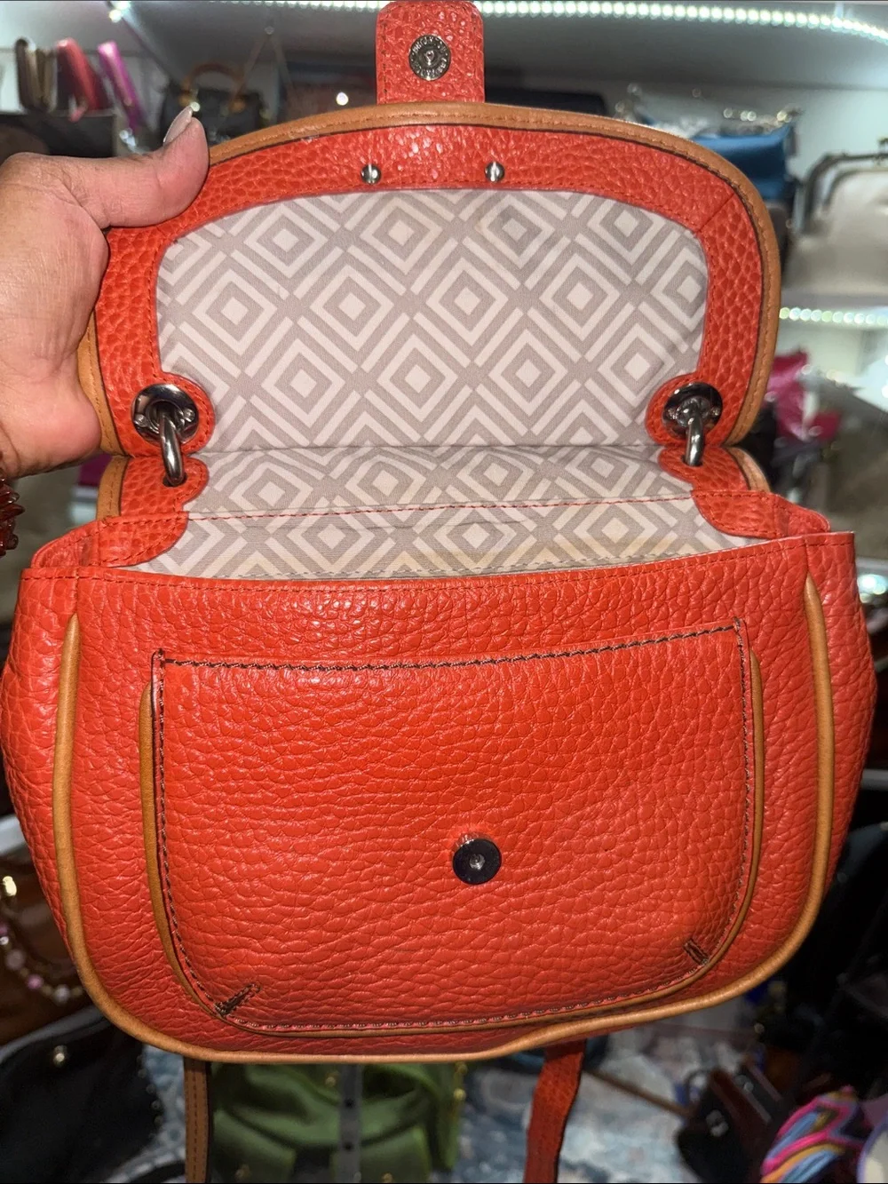 Brighton Rare Orange Leather Crossbody Saddle Bag